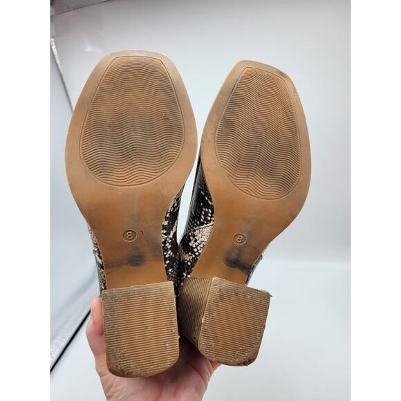 Pierre Dumas Snakeskin Chunky Heel Ankle Booties Boot Side Zip Square Toe Size 8 - Picture 10 of 11